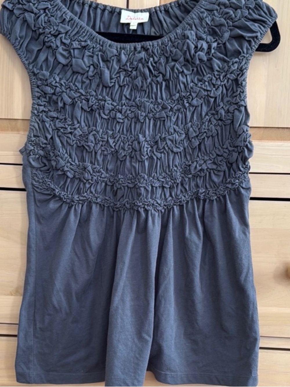 Deletta Navy Blue Smocked Tank - Medium